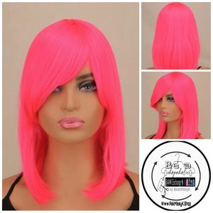 BRIGHTON | Barbiecore Neon Pink Sculpted Bob Wig